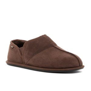 NIB MEN'S UGG SLIP ON‎ SUEDE SHEARLING SLIPPERS BROWN